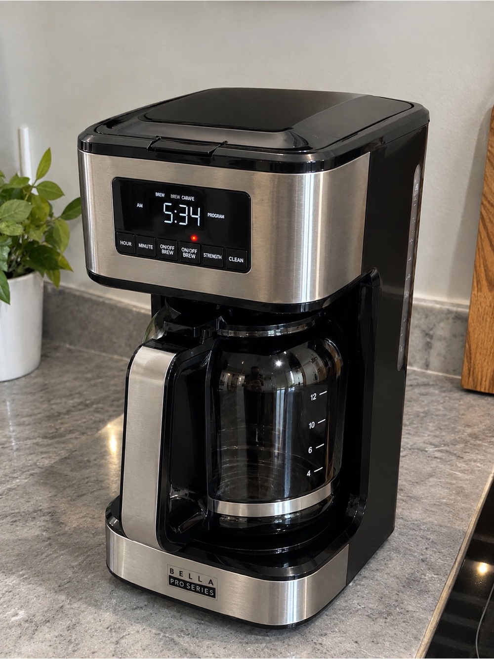 Bella pro series Stainless Steel Black 12-Cup Drip Coffee Maker